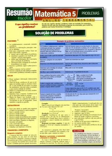 Resumao - Matematica 5: Problemas: Resumao - Matematica 5: Problemas, De Peggy Warren. Série Não Aplica, Vol. Não Aplica. Editora Bf&a, Capa Mole, Edição Unica Em Português