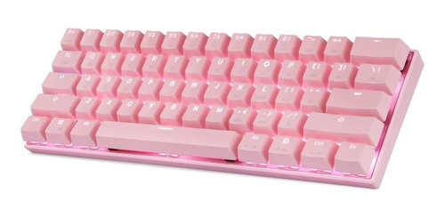 Imagen 3 de 3 de Teclado gamer bluetooth Motospeed CK62 QWERTY Outemu Blue inglés US color rosa con luz RGB