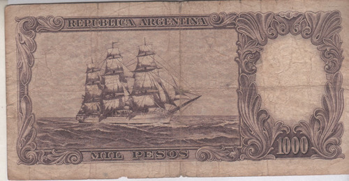 Billete Argentina $ 1000 Moneda Nacional - Año 1965 - B 2159 (Usado)