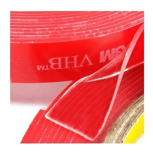 Kit 03 Rolos Fita Dupla Face 3m Vhb 19mmx 20mt 4910 Original Cor Transparente Liner Vermelho