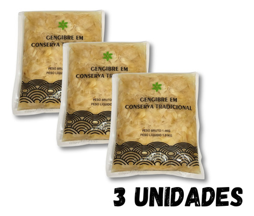 Kit 3 Conserva Gengibre Japonês Adocicado 1kg
