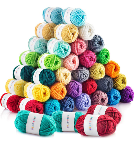 60x20g Acrylic Yarn Mini Skeins 2600 Yards Of Soft Yarn...