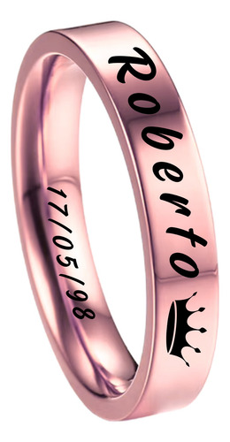 Anillo Personalizable De Acero Inoxidable 4mm Rosa 11