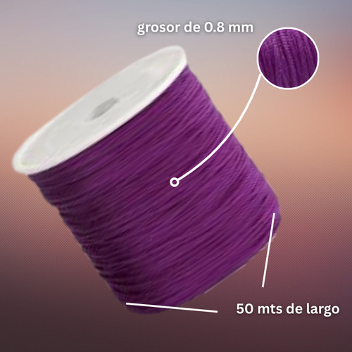 Rollo Hilo Chino 0.8mm Insumo De Bisutería Todo Los Colores Violeta