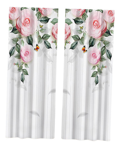 Las Cortinas Transparentes Con Estampado De Rosas 132x160cm