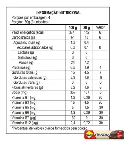 Biscoito Recheado de Chocolate Zero Açúcar Lowçucar 120g