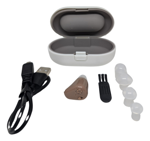 Aparato Auditivo Amplificador Sonido Recargable Sordera Beige