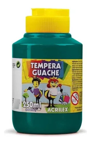 Tinta Tempera Guache Escolar Verde Bandeira 250ml Acrilex