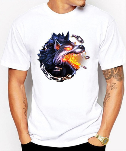 Camisas Para Hombre Blancas Smite Gamer Diseños Lobo