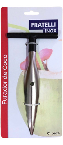 Fura Coco Perfurador Manual Abridor Aço Inox Fratelli 