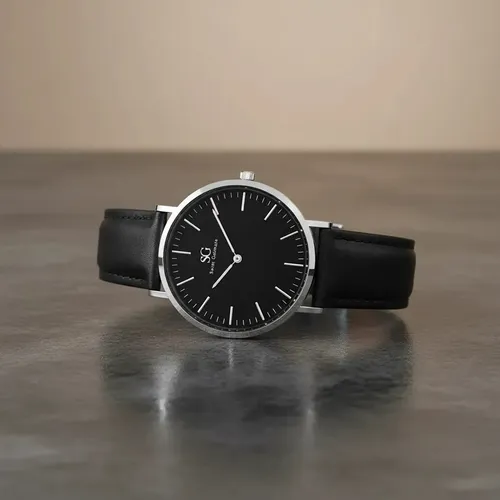 Relógio Masculino Saint Germain Murray Caixa Prateada De 40mm Preto Prateado