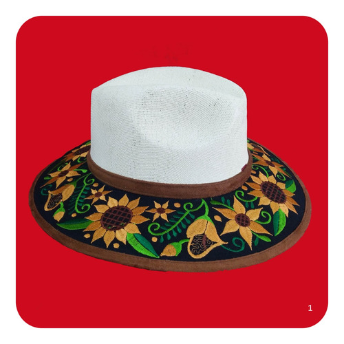 Elegante Sombrero Artesanal De Gamuza Bordado Mediano 1