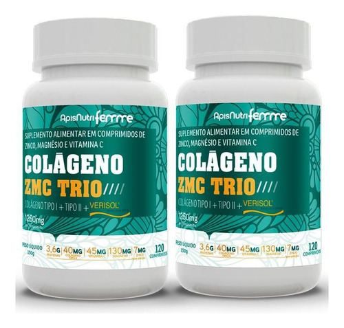 Kit 2 Colágeno ZMC Trio ApisNutri 120 Comprimidos