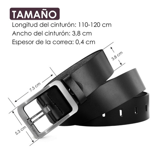 Imagen 5 de 7 de Cinturón Cuero Hombre Ajustable Alta Calidad Negro/marrón