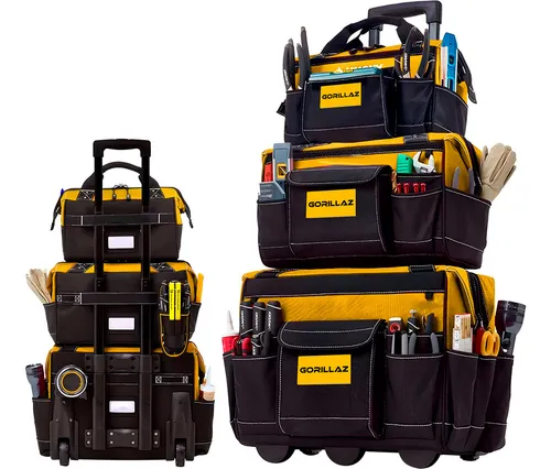 Kit 3 Bolsas Para Ferramentas Reforçada Com Carrinho Alça