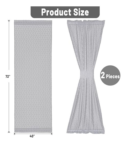 Conjunto De 2 Cortinas Grises Traslúcidas Para Puertas Franc