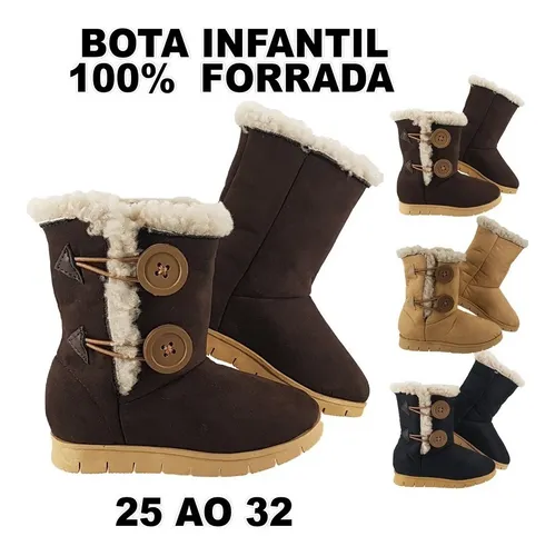 Bota com pelo infantil 2025