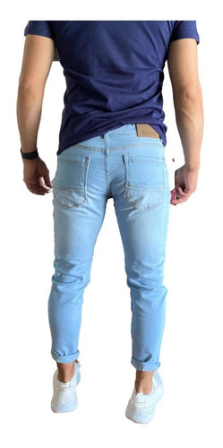 Imagen 5 de 6 de Jeans Elasticados Hombre Strech Celeste