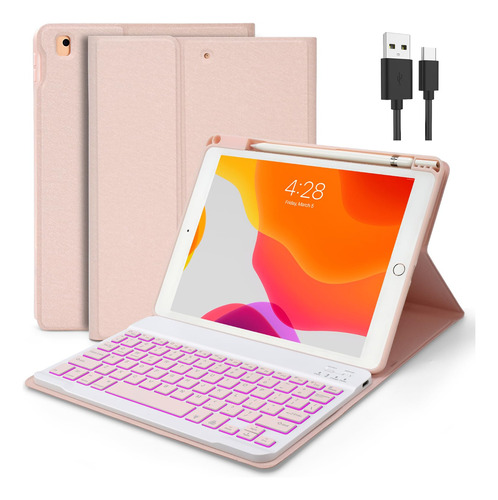 Funda De Teclado Para iPad De 9ª/8ª/7ª Generacion De 10.2 Pu