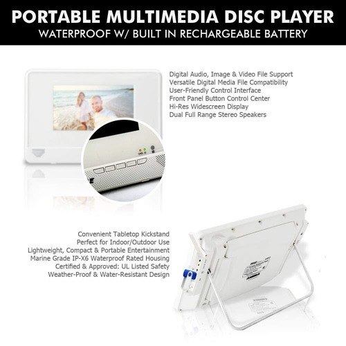 Imagen 5 de 6 de Pyle 7rdquo Waterproof Rated Dvd Player[portable Water