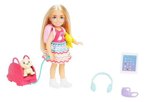 Muñeca Barbie Chelsea Viajera Con Accesorios Y Perrito