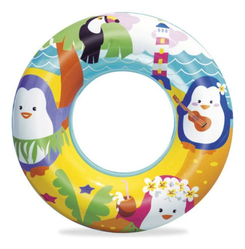 Salvavidas Inflable Pileta Aventuras Del Mar 51cm Bestway Color Pingui