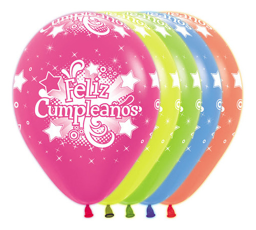 Globos Sempertex Feliz Cumpleanos Neon R12 X 12 Und