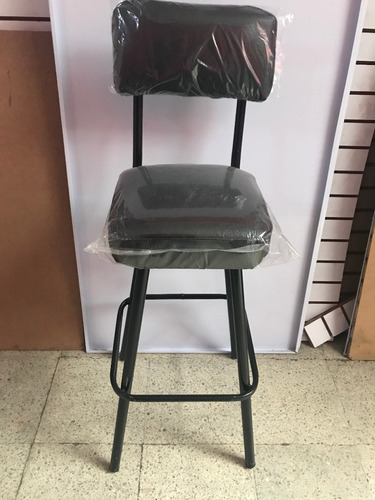 Imagen 5 de 5 de Kit Banco Para Barra Restaurante Bar Tubo Negro 2 Pzas