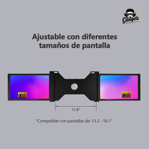 Imagen 3 de 10 de 2 Pantallas Para Laptop Portátil Doble Monitor 13,3'' 1080p