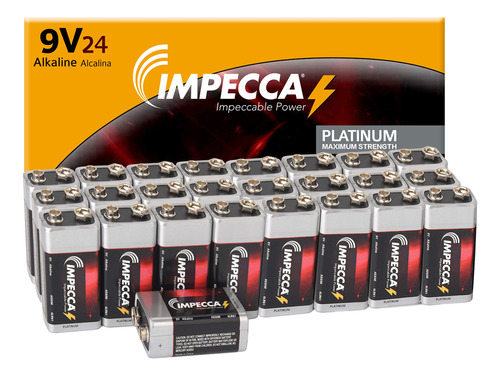 Impecca Baterias De 9 Voltios, Alcalinas Premium (paquete De