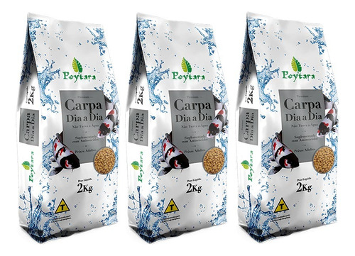 Kit 3 Rações Poytara Premium Carpa Dia A Dia 2kg (6kg)