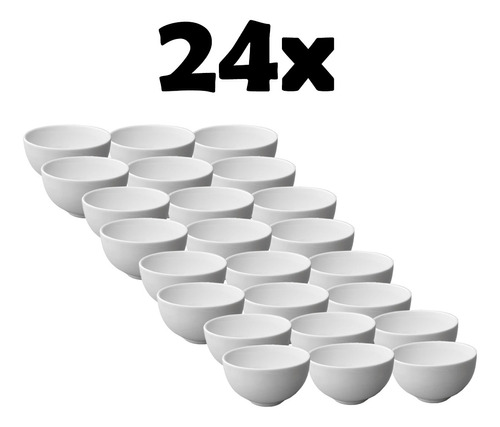 24 Tigela Cumbuca Japonesa Bowl 300ml Porcelana Açai Caldo Cor Branco