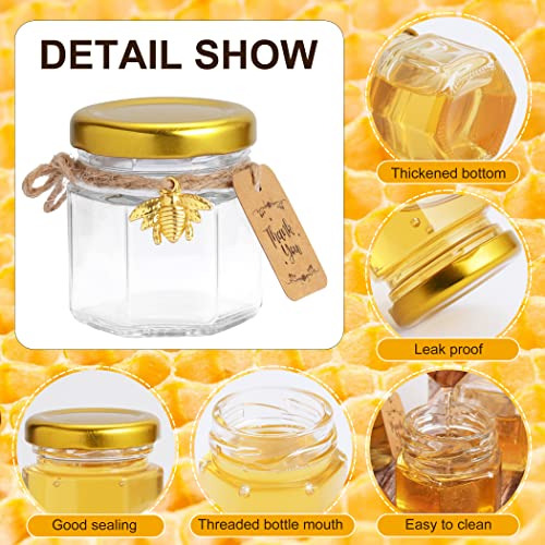 Jarros De Miel De Cristal Mini-biscos 1,5oz Hexagon Y7w5m