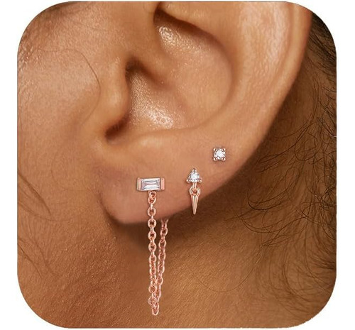 Fanze 2-3 Pares De Aretes De Cadena Con Pasador, Juego De De