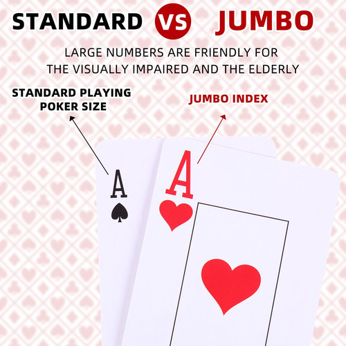 Juego De Cartas Zubebe Jumbo Index Rojo/negro, Paquete De 48