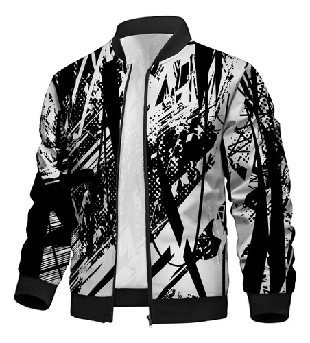 Chaqueta De Hombre Con Cuello Alto Estampado Con Cremallera