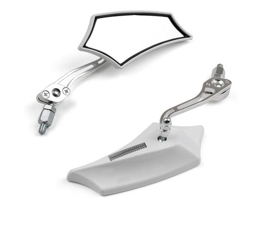 Espejos Retrovisores Blancos Para Moto Chopper Cruiser Stree