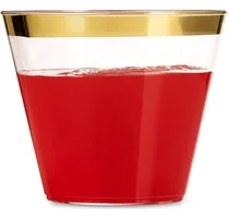 Comprar Vasos Acrilicos Borde Dorado 9 Oz. Caja 100 Vasos