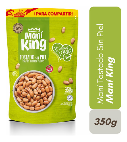 Mani Tostado Mani King Sin Piel Sin Sodio X 350g Sin Tacc