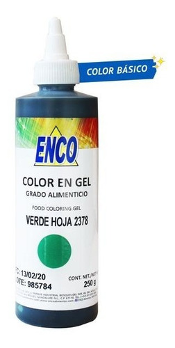 Color Gel Verde Hoja  250 Grs. Enco 2378-250