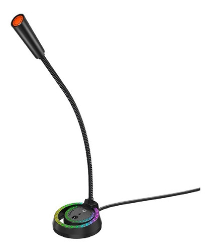 Imagen 1 de 4 de Microfono Gamer Usb Rgb Para Pc Streaming Meetion Mc 14 Color Negro