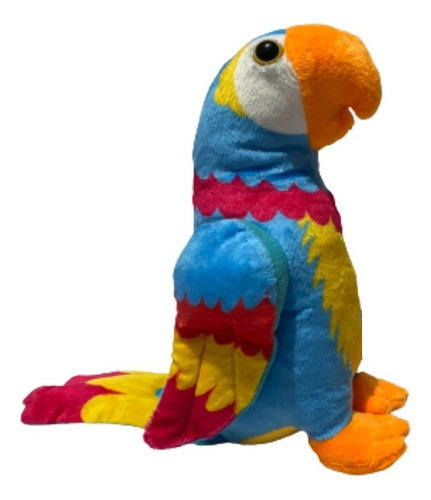 Arara De Pelúcia Colorida Com Asas Realista Fofa 25cm Cor Azul