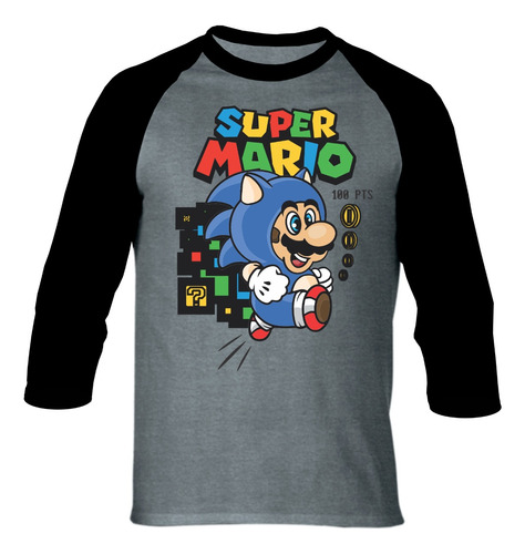 Camiseta Mario Bros Disfraz Sonic Camibuso Raglan Series
