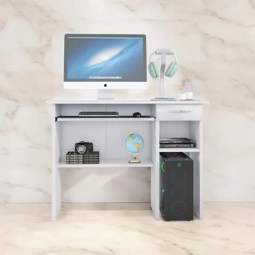 Mesa Computador 90cm Gaveta Suporte Teclado Escritório | Frete grátis