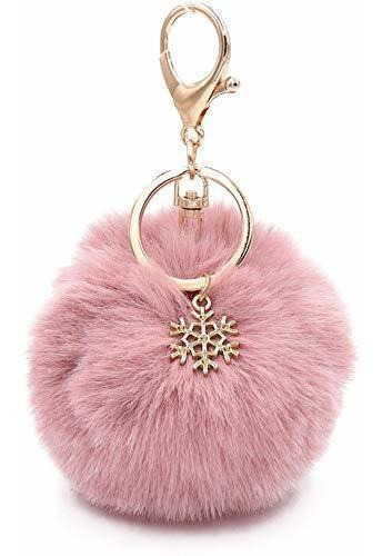 Llavero De Pompom Para Llave Cartera Rosa 8 Cm 