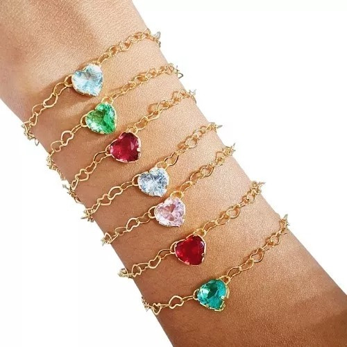 14 Pulseiras Coração Terracota Madrinha Sem Inicial Ouro