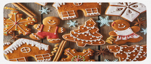 Ambesonne Tapete Cocina Gingerbread Man Aspecto Sabroso Copo