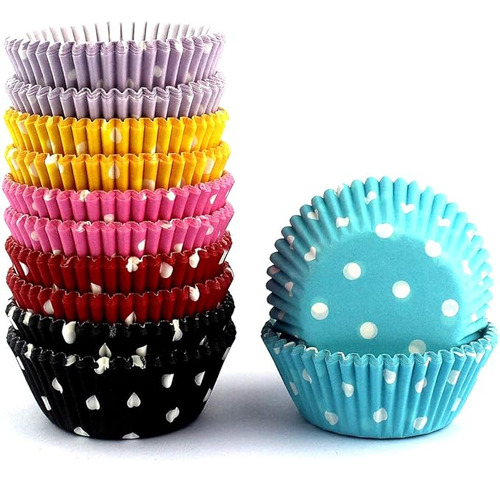 300 Unidades Mini Cupcake Liners Polka Dots Baking Paper Cup