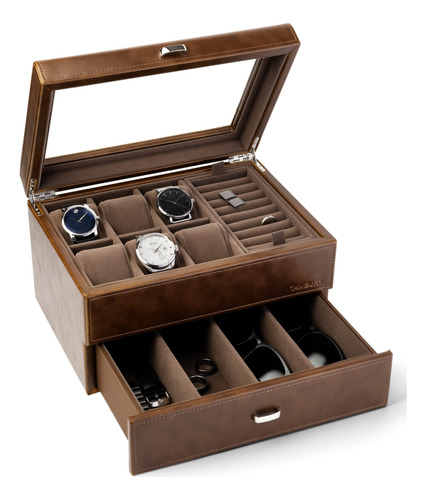 Tawbury Caja De Reloj De 6 Ranuras Para Hombre, Joyero De Lu