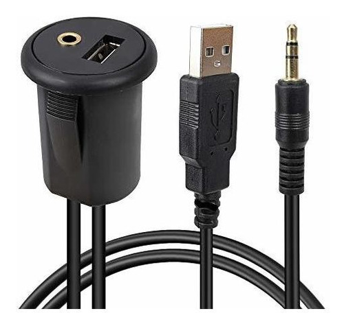 Cable De Montaje Empotrado Usb + 3,5 Mm Aux Panel De Ex...